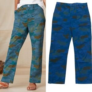 Sundance Ariel Blue Camo Utility Pants Size 2 Boho Office Gorpcore Grunge Chic